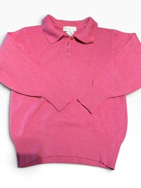 Vintage wool angora blend Pink Collared Women's Sweater - Classic Polo Knit S